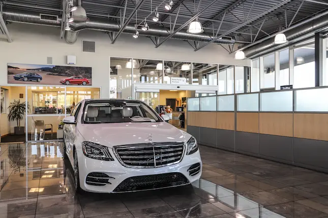 Showroom with vehicle on display